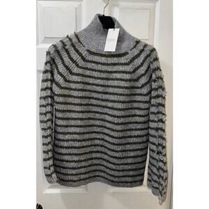 Stitches and Stripes Womens Size XSmall Sweater-Gray With Green Stripes New NWT
